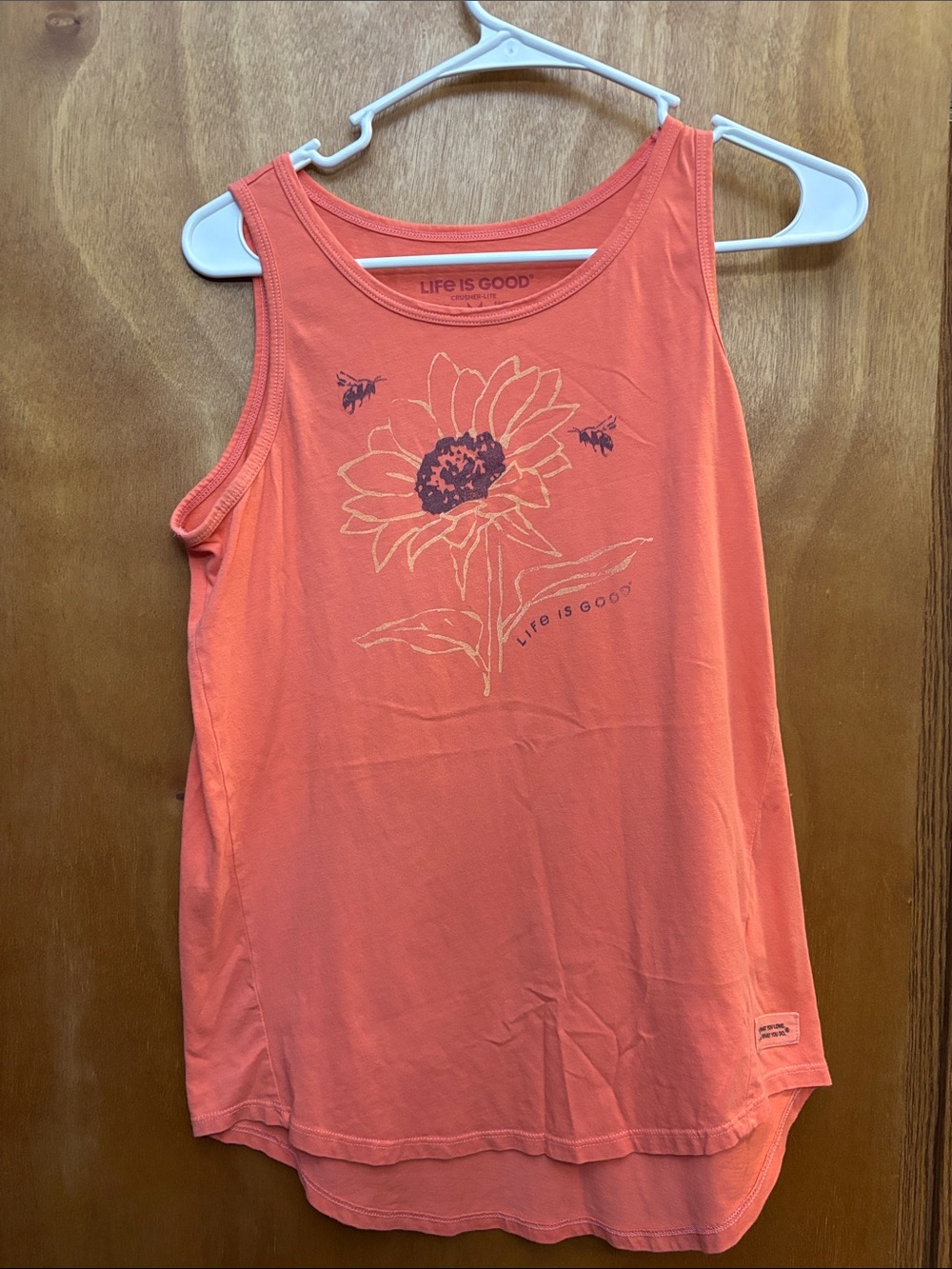 Life Is Good Coral Sunflower Graphic Tank